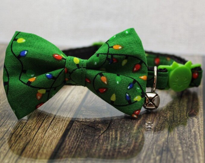 Christmas Cat Collar With Bow Tie it's Lit Etsy