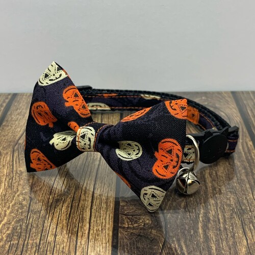 Halloween Cat Collar With Bow Tie ghosted Etsy