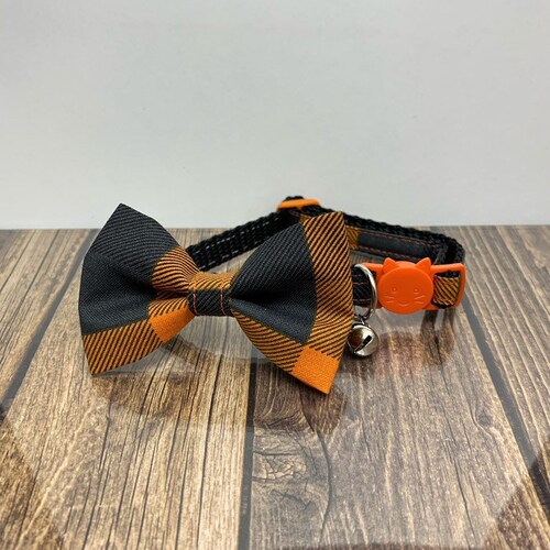Halloween Cat Collar With Bow Tie plaidoween Etsy