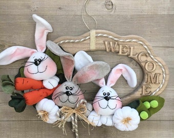 Bunny on garden sewing pattern