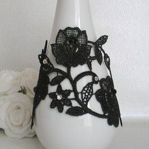 Amalia wedding bracelet Black Lace beads and rhinestones
