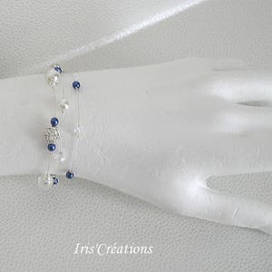 Bracelet Mariage Romancia blanc bleu nuit cristal de swarovski et strass image 2