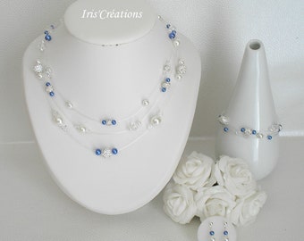 Romancia Wedding Adornment 3 pieces white blue royal crystal swarovski and rhinestones