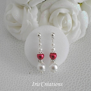Sofia Pearl Earrings ref renaissance red white and rhinestones