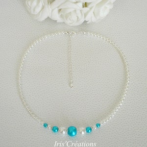 Parure Mariage Gina perles blanches et turquoise image 8