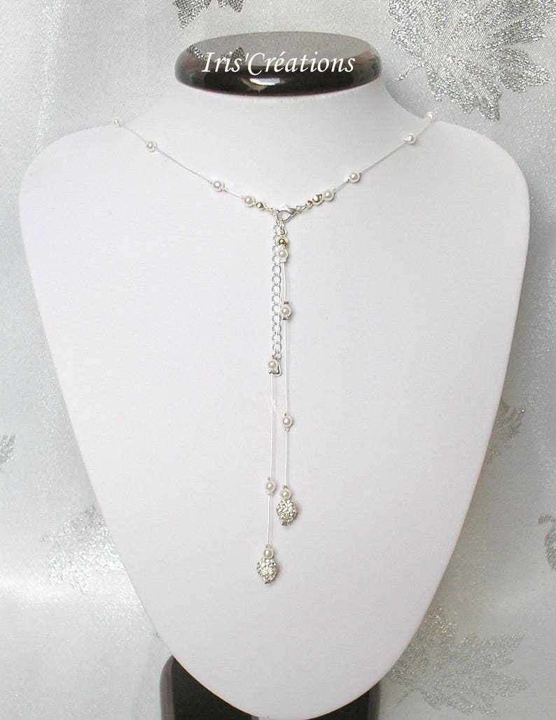 Bijou de dos Diana perles strass et blanches image 1