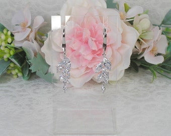 Silver wedding earrings rhinestone crystal zircon