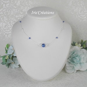 Wedding Necklace Délia white and blue royal renaissance pearls