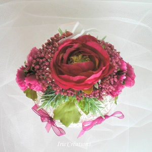 Porte Alliances mariage Boule Fleurs Bohème Romantique blanc et prune image 4