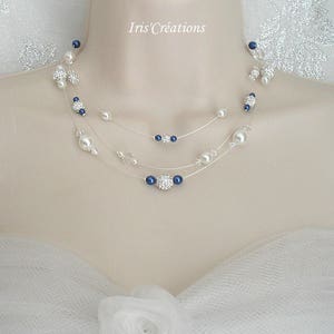 Adornment Wedding Romancia 3 pieces white blue crystal night of swarovski and rhinestones image 4