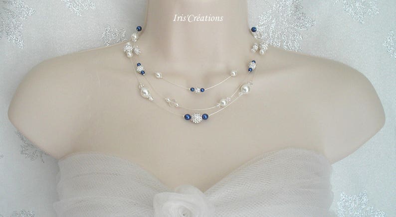 Adornment Wedding Romancia 3 pieces white blue crystal night of swarovski and rhinestones image 4