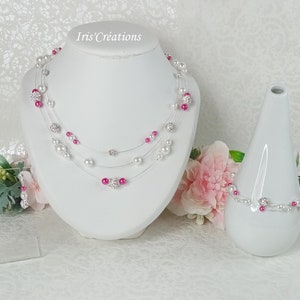 Parure De Bijoux Strass Fuchsia Et Blanc - Métal Doré Sans Nickel Avec Fermoir Sécurité - Neuf Avec Étiquettes