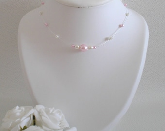 Child collar wedding Sissi ivory and powder pink