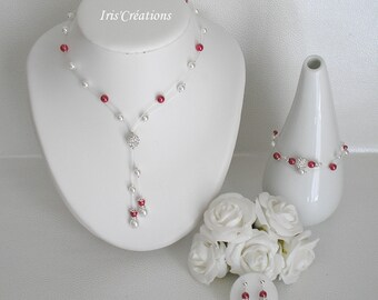 Wedding adornment Bora Bora Strass 3 pieces white and red