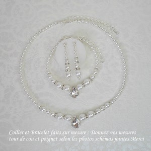 Parure Mariage Agatha perles renaissance blanches goutte strass cristal et rondelle strass image 10