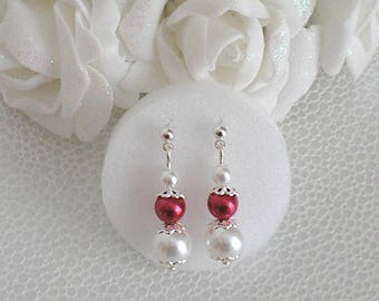 Victoria wedding earrings white red