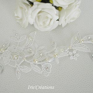 Parure Mariage Sofia dentelle guipure de venise blanc cassé-ivoire clair perles et strass de swarovski 4 pièces image 7