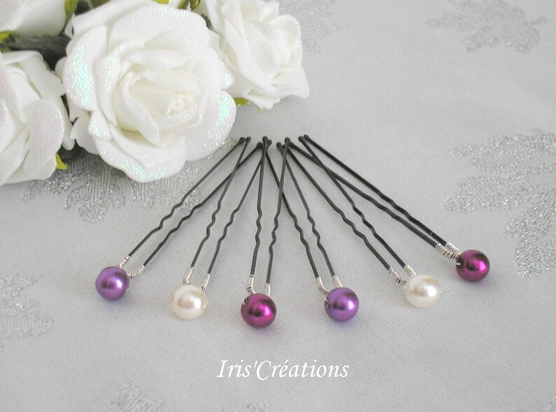 Bun beads renaissance ivory purple and plum set of 6