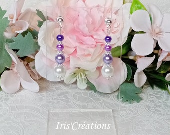 Laurella earrings pearls white parma purple and dark purple