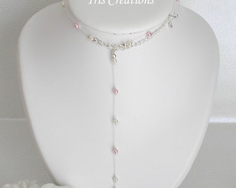 Back jewel Délia pearls renaissance ivory powder pink