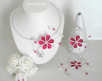 Adornment Wedding Vanina 4 pieces white fuchsia and rhinestones of swarovski