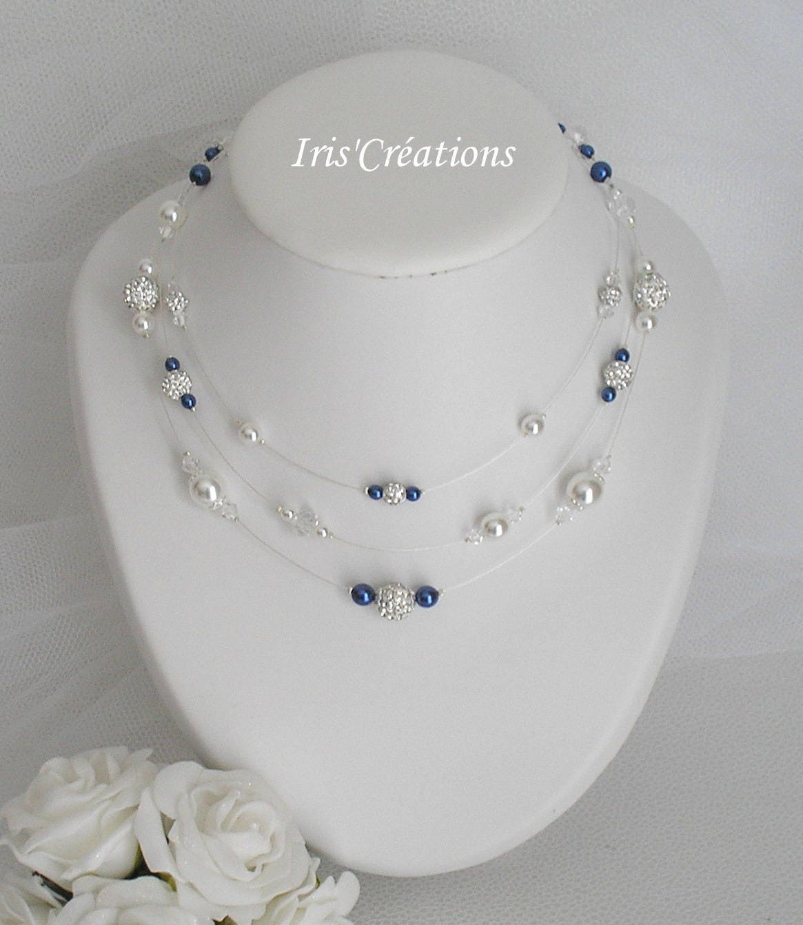 Wedding Necklace Romancia Midnight Blue Crystal Swarovski and
