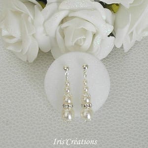 Boucles d'oreilles ref Sofia perles renaissance ivoire clair et strass image 1