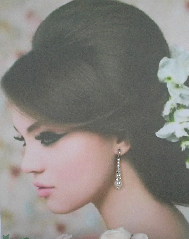 Parure Mariage Agatha perles renaissance blanches goutte strass cristal et rondelle strass image 9