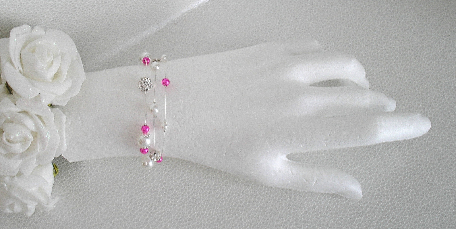 Parure De Bijoux Strass Rose/fuchsia/blanc – Métal Argenté Sans Nickel, Neuve Avec étiquettes
