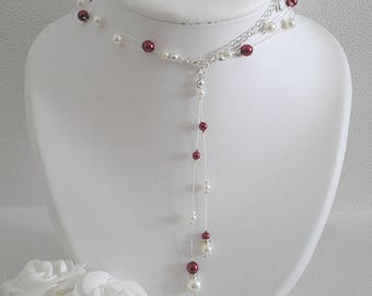 Bijou de dos Bora Bora Strass perles blanches et Bordeaux