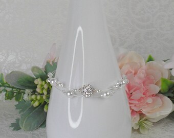 Bracelet Mariage Anabella  blanc cristal de swarovski et strass