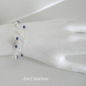 Parure Mariage Romancia 3 pièces blanche bleue nuit cristal de swarovski et strass image 5