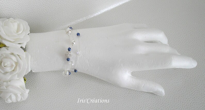 Adornment Wedding Romancia 3 pieces white blue crystal night of swarovski and rhinestones image 5