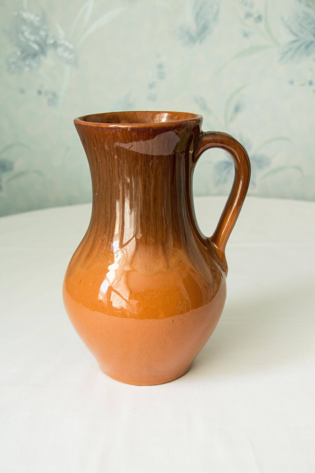 Soviet Vintage Pitcher/soviet Vintage Brown Pitcher/vintage Pitcher With Swan Neck Handle