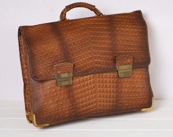 Real vintage Leather unisex Briefcase Laptop Bag Messenger Bag Office Shoulder Bag Gifts For Him Christmas gift /unisex Brown Laptop