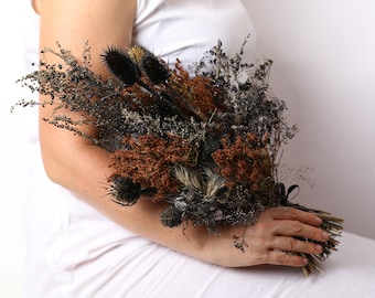 Black and brown wildflower bouquet, mustard Wedding Bouquet, Bridal Bouquet, mustard bouquet
