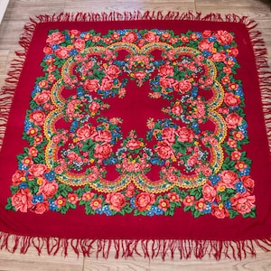 SALE ! Vintage shawl Russian shawl Wool floral scarf Vintage shawl Women shawl  Wedding shawl made in USSR