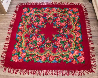 SALE ! Vintage shawl Russian shawl Wool floral scarf Vintage shawl Women shawl  Wedding shawl made in USSR