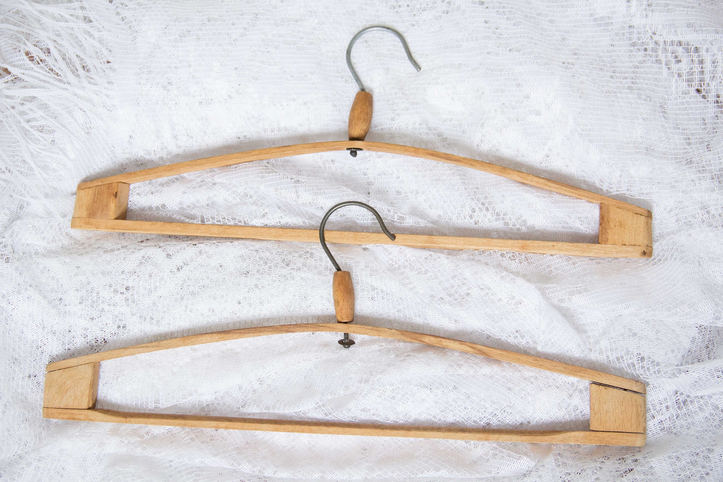 Rustic Hangers Set of 2 Old Vintage Wooden Hangers Era USSR, Wooden Hangers, Rustic ...