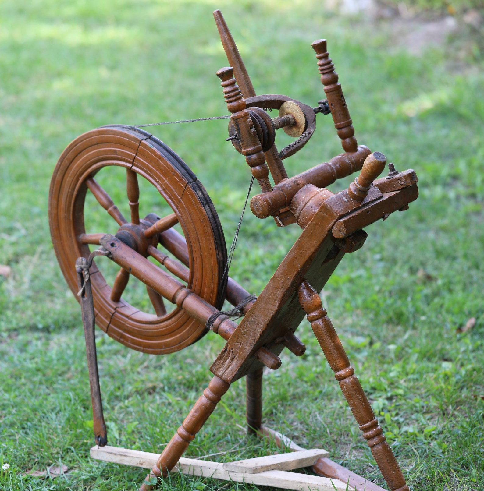 Spinning Wheel Vintage Wood Tool Wooden Spindle Decorative Etsy