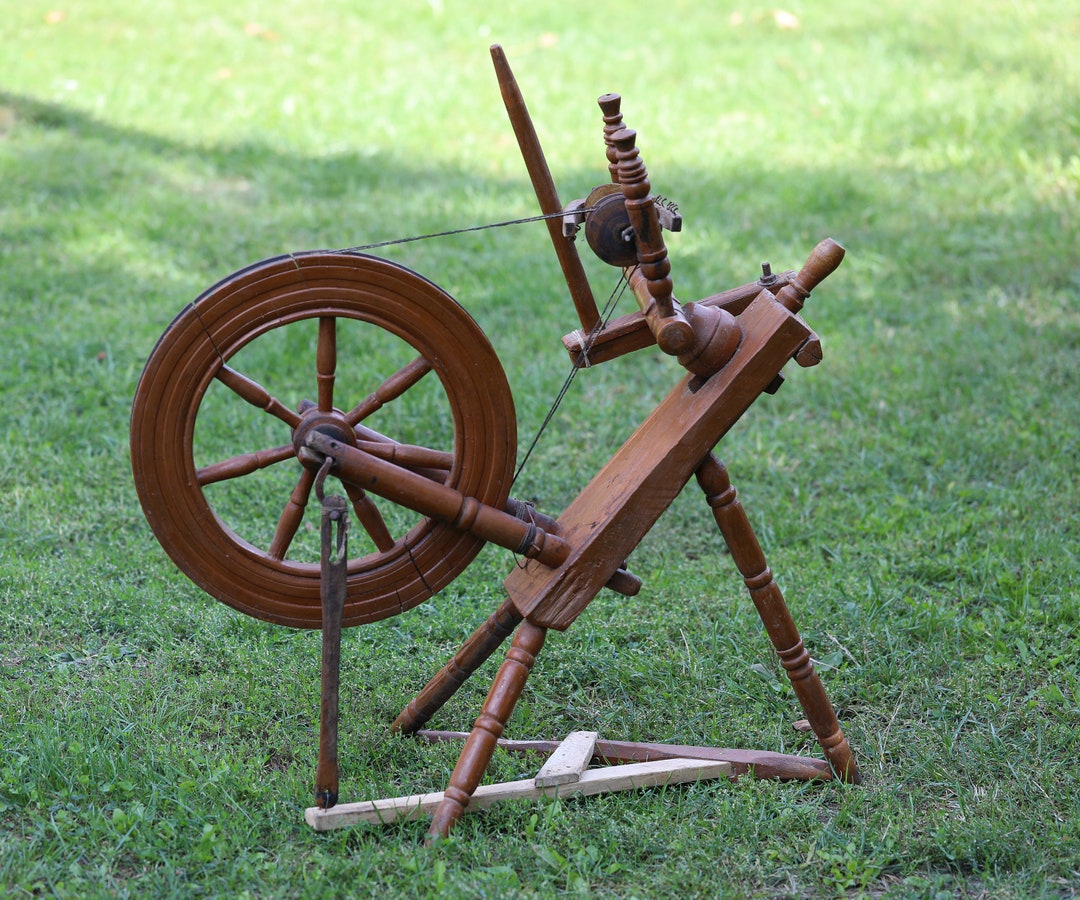 Spinning Wheel Vintage Wood Tool Wooden Spindle Decorative Etsy