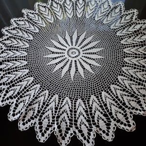 Big vintage unique crochet tablecloth round cotton tablecloth round crocheted tablecloth crochet knit lace tablecloth