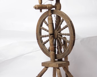 Herramienta de madera vintage Spinning Wheel, husillo de madera, rueda giratoria decorativa, artesanía rural vintage, decoración de madera vintage