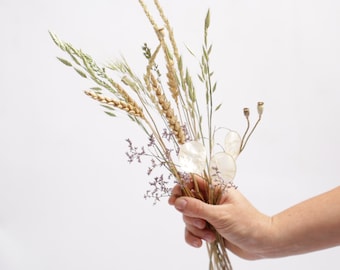 ドライフラワー、小さな花瓶用のドライフラワーの束、結婚式の装飾、ドライグラスの穀物、ドライフラワーの草