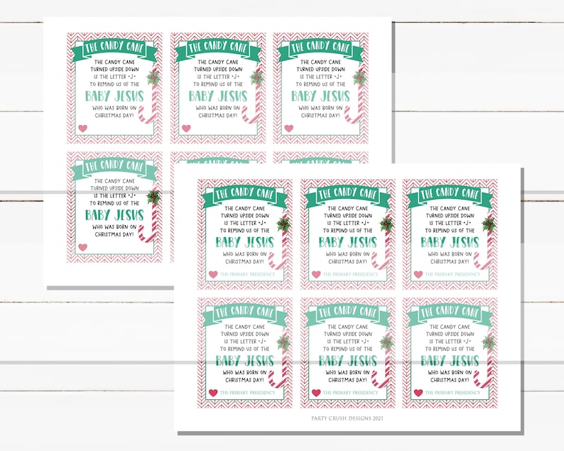 Candy Cane Poem Printable Tag