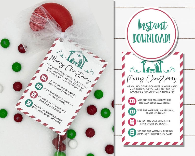 M&amp;M Christmas Nativity Printable - Etsy
