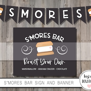 Smores Bar Sign and Banner DIGITAL DOWNLOAD