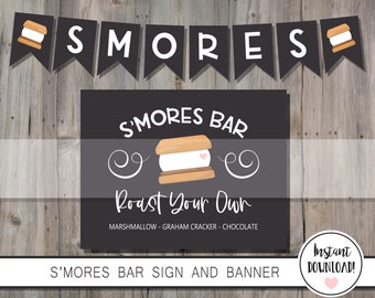 Znak i baner Smores Bar CYFROWE POBIERANIE