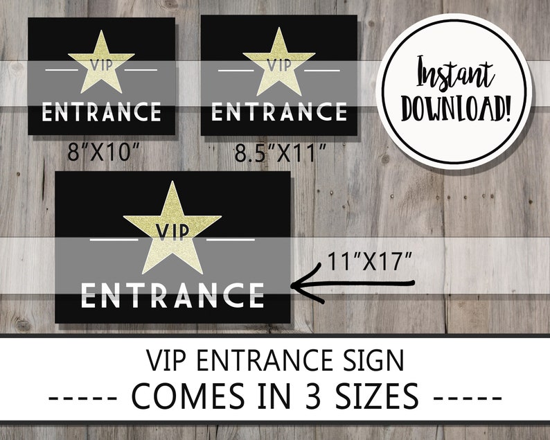 VIP Entrance Sign DIGITAL DOWNLOAD - Etsy France