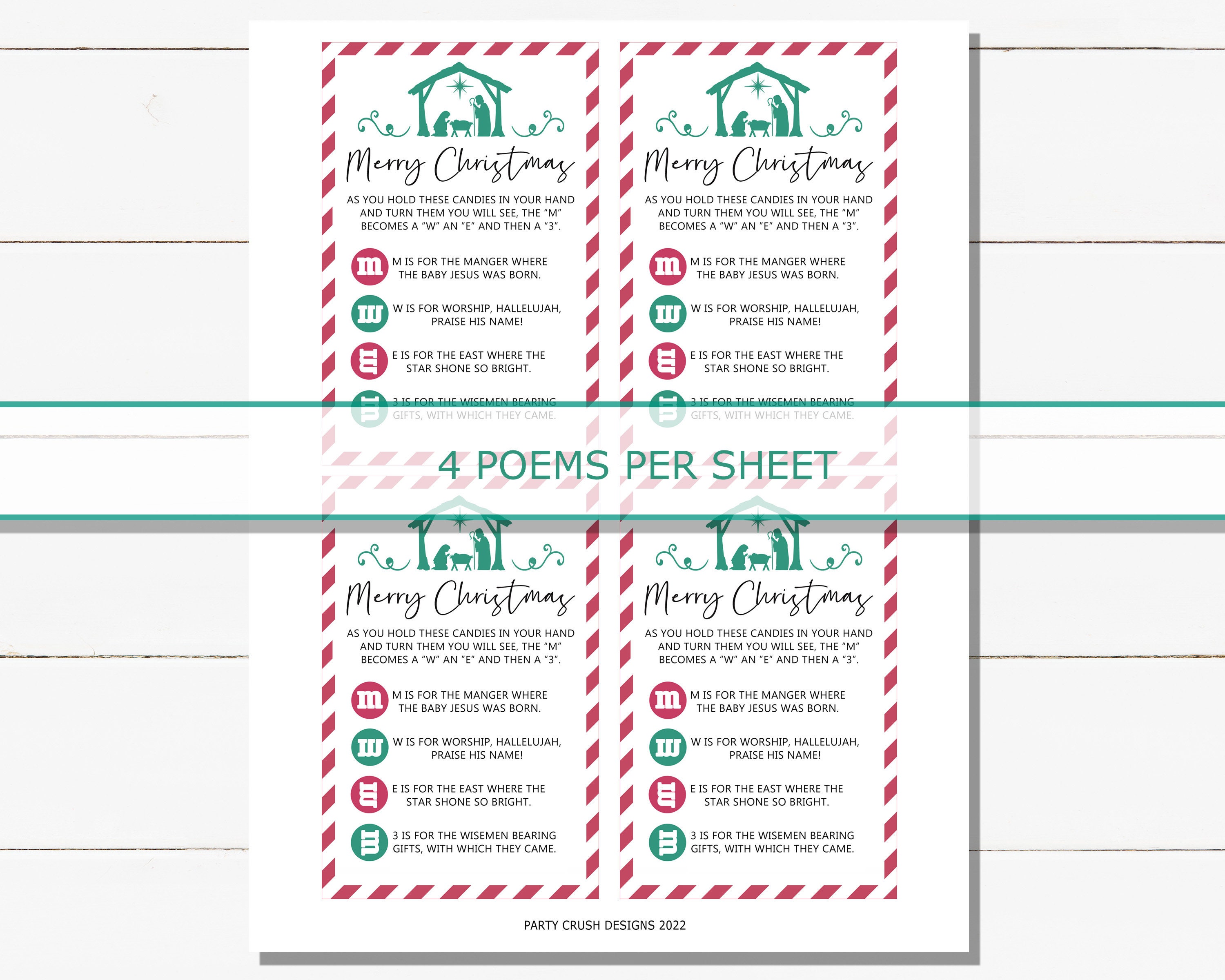 M&amp;M Christmas Nativity Printable - Etsy